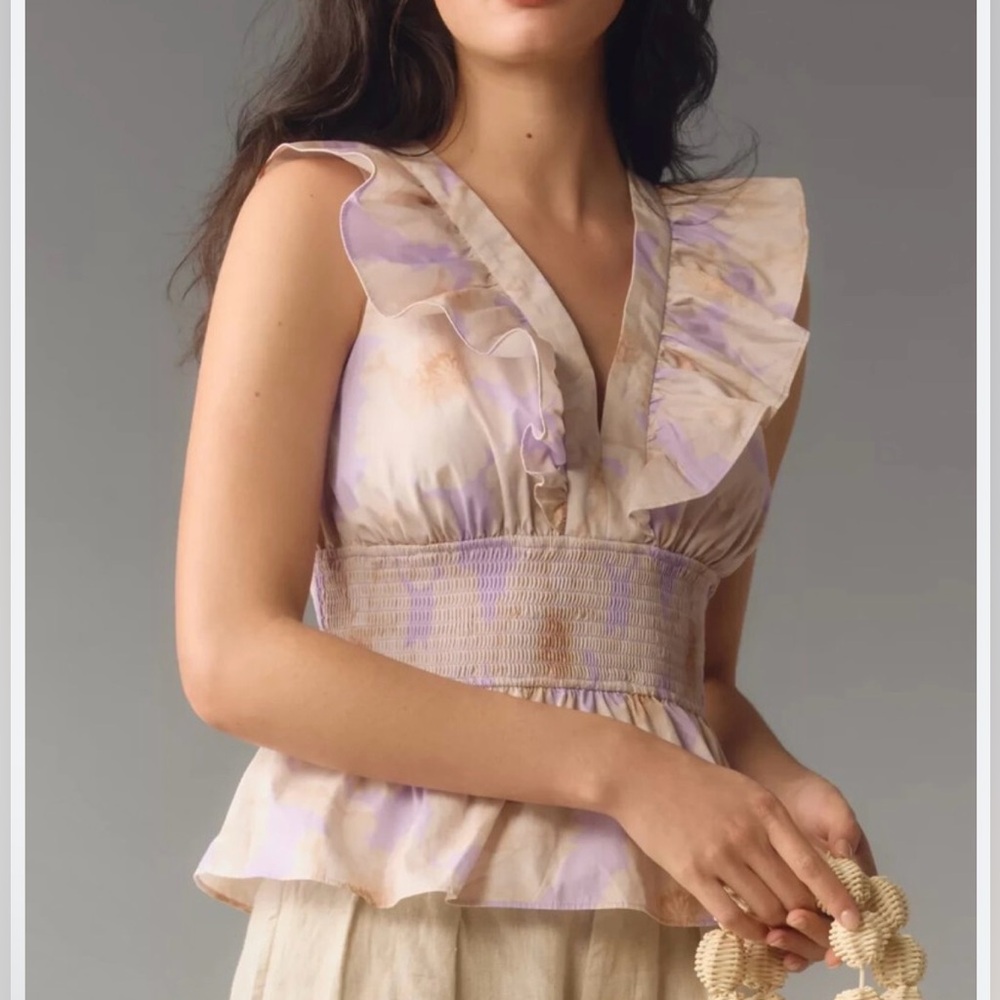 Anthropologie Hutch V Neck Ruffle Smock Top NWT!